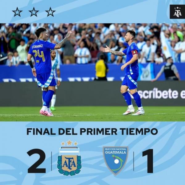 半场-阿根廷2-1危地马拉 梅西破门&让点劳塔罗点射利马乌龙球